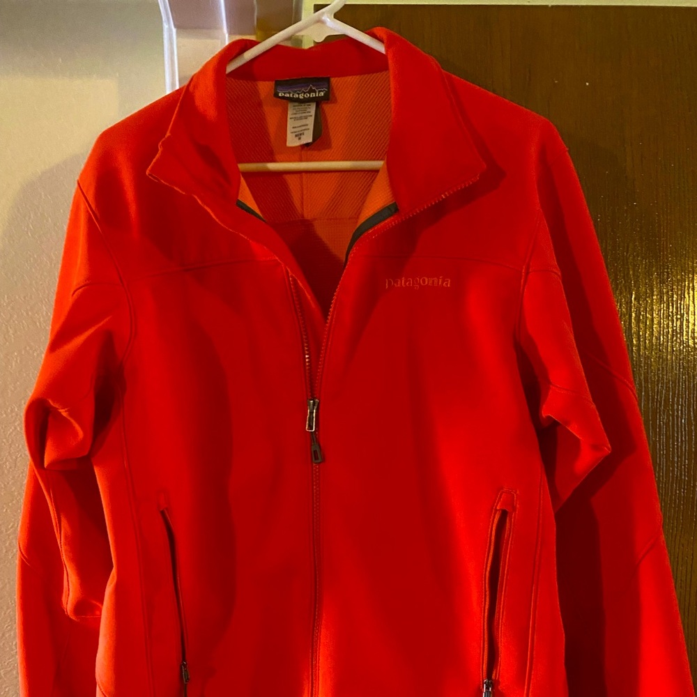 Patagonia orange waterproof shell